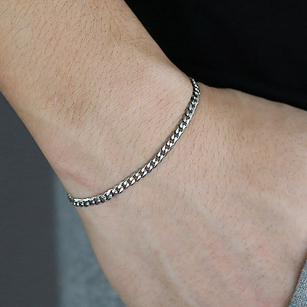 Mens Womens 3/5/7/9/11MM Cuban Curb Bracelet Chain Stainless Steel Multi-sizes