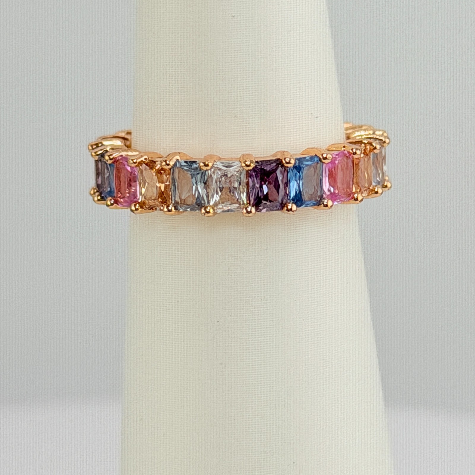 Bomb Party 1x Band Sz 8 MHA Mental Health Awareness Rainbow on Rose Gold
