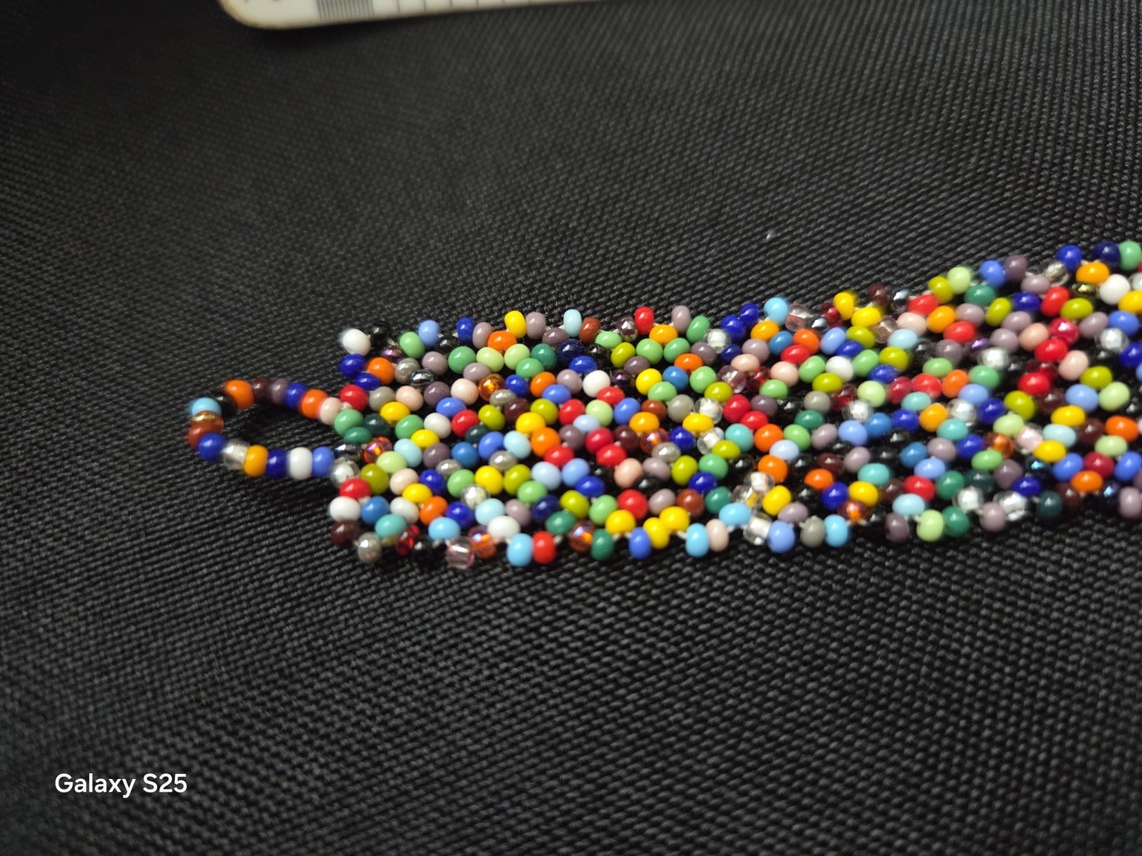 Multicolor Glass Seed Bead Beaded Bracelet Loop Closure Round Under 8 in