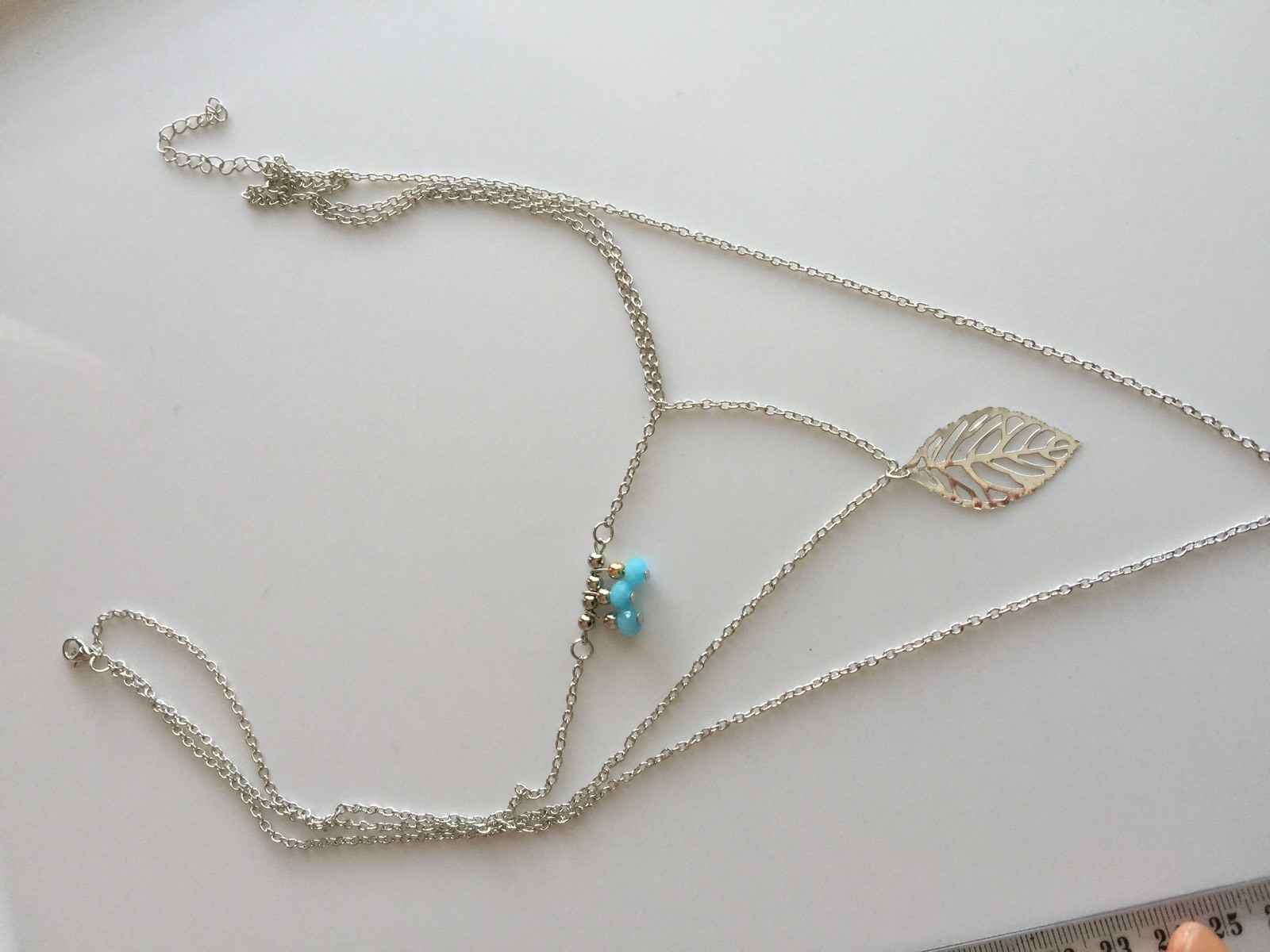Fashion Women Girl Lady Bohemian Silver color leaf 3 Layers Necklace Pendant