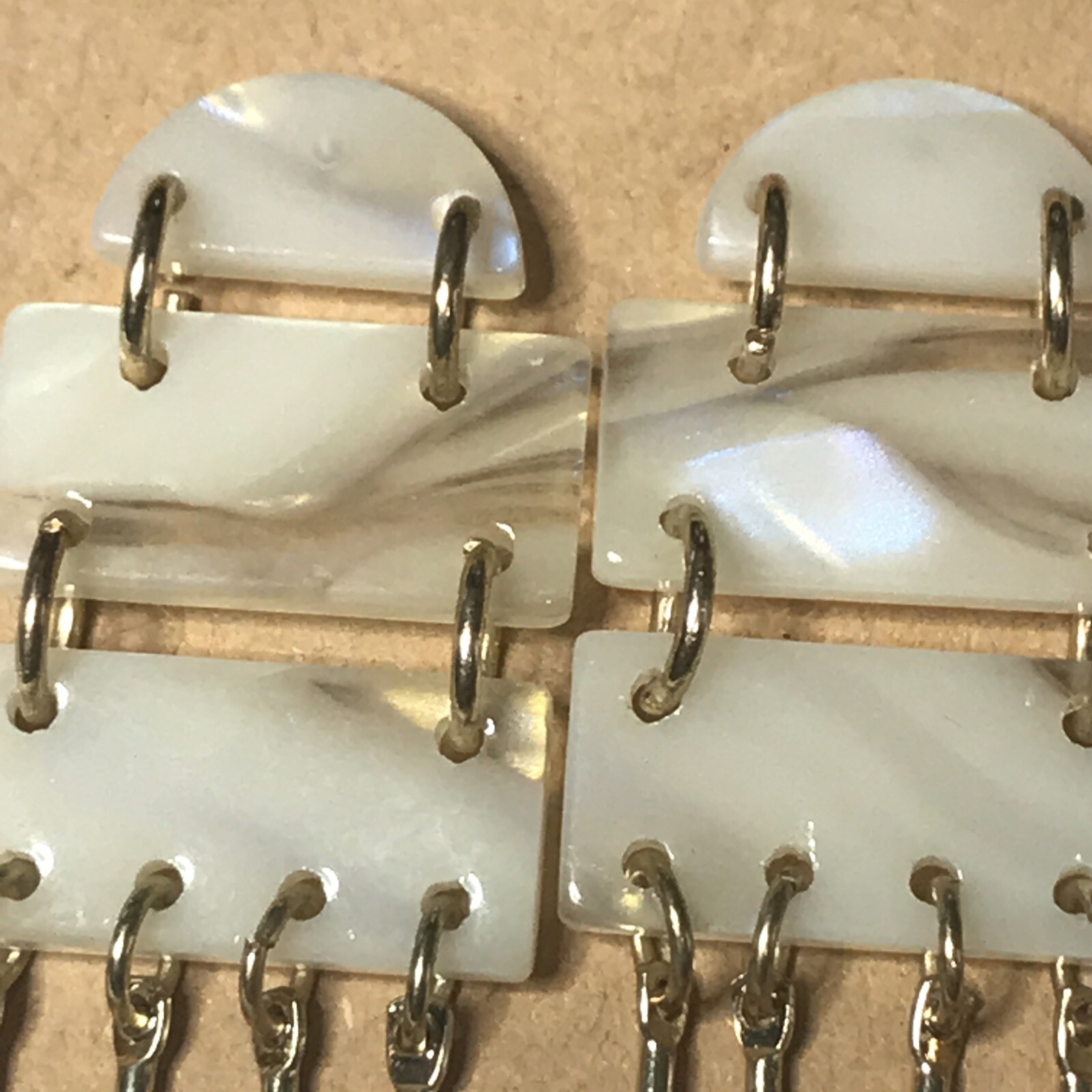 Cream Acrylic Panels flash blue gold tone dangle EARRINGS