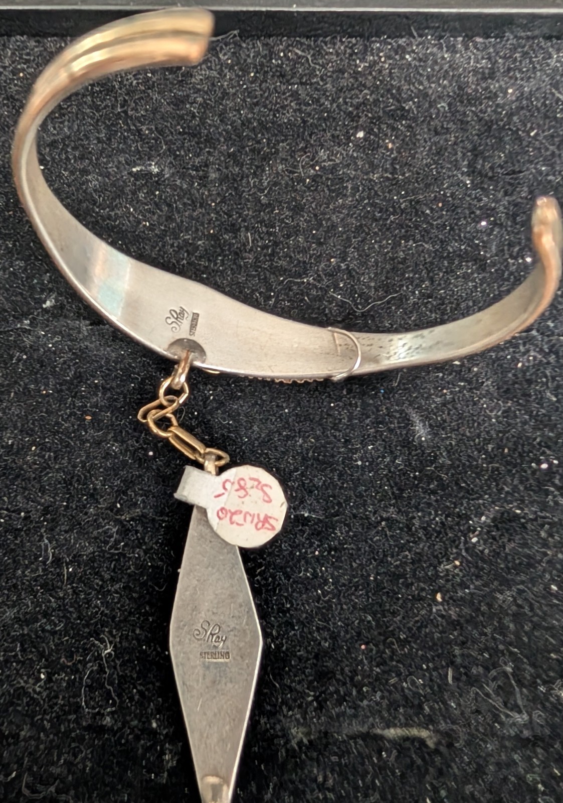 Navajo Sterling Silver Gold Filled Channel Turquoise Slave Bracelet Size 5″