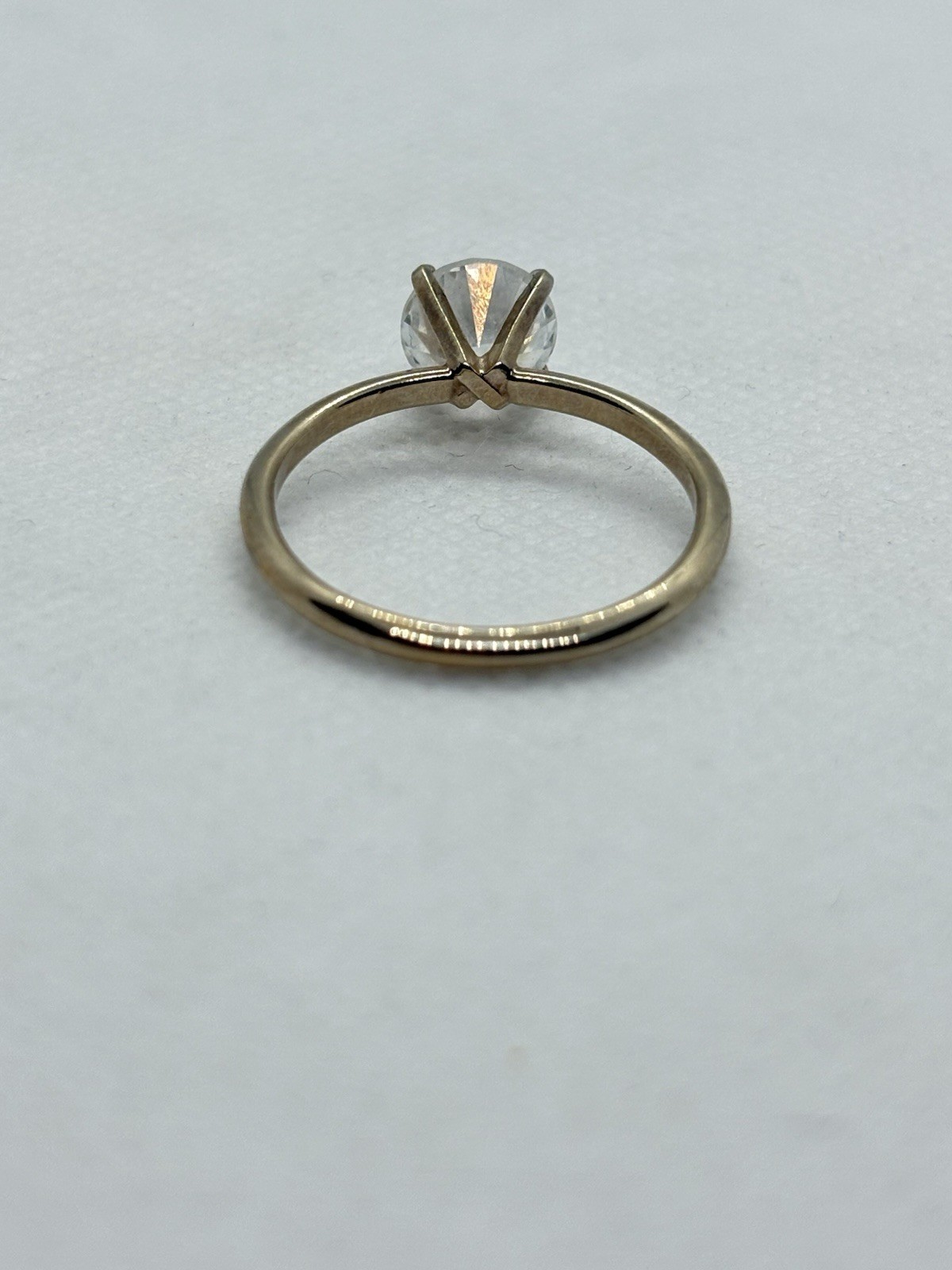 Vintage ESPO Simulated Diamond Ring 14K Gold Electro Plated Solitaire Size 10