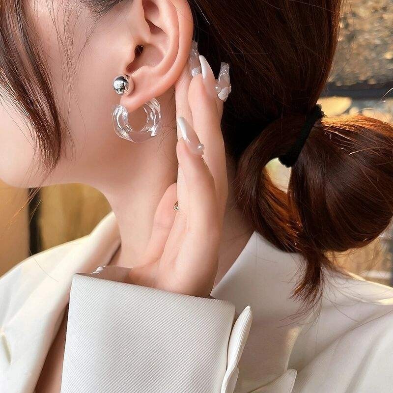 Irregular Resin Acrylic Earrings Trendy Beautiful C-shaped Geometric Jewerly