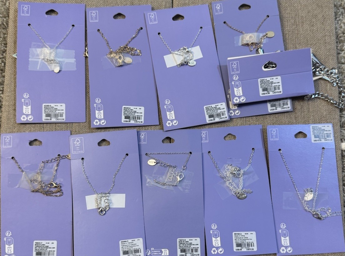 CLAIRES Necklace Cards Lot of 10 cards 10 Necklaces NWT #5 CZ, Mood, Lockets
