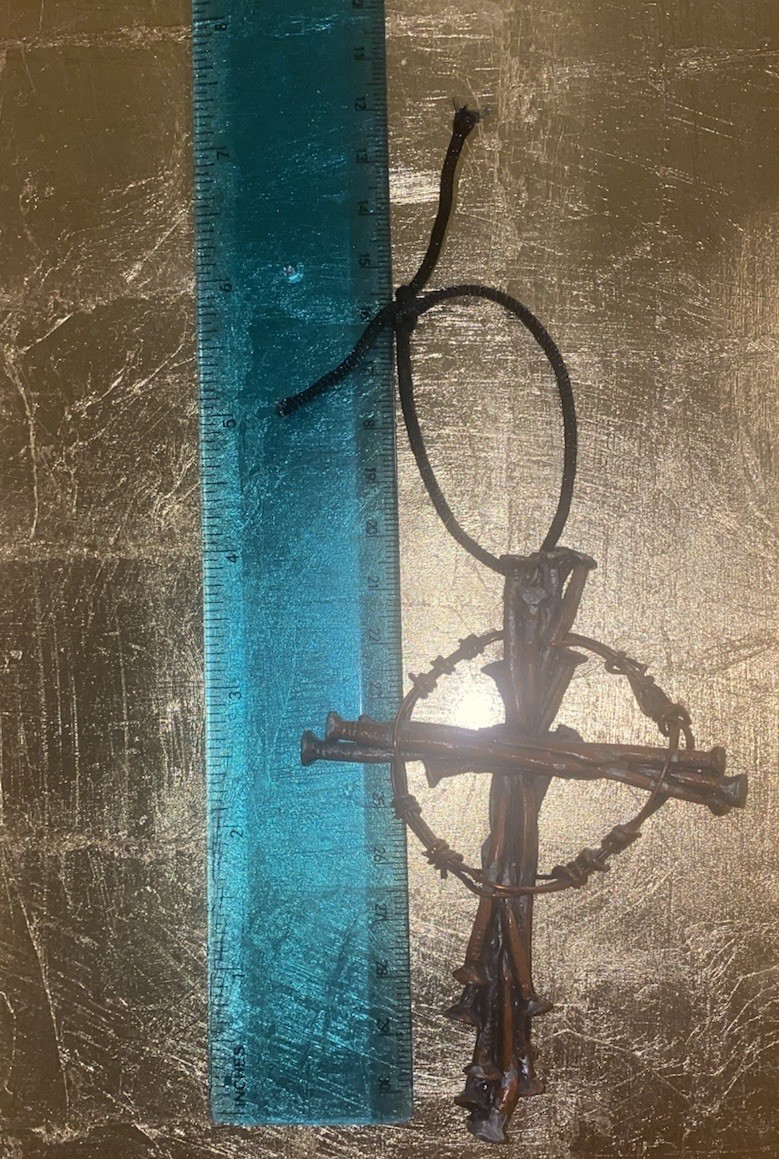 Vintage Max Lucado He Chose The Nails Cross Pendant Crown of Thorns Cast Metal