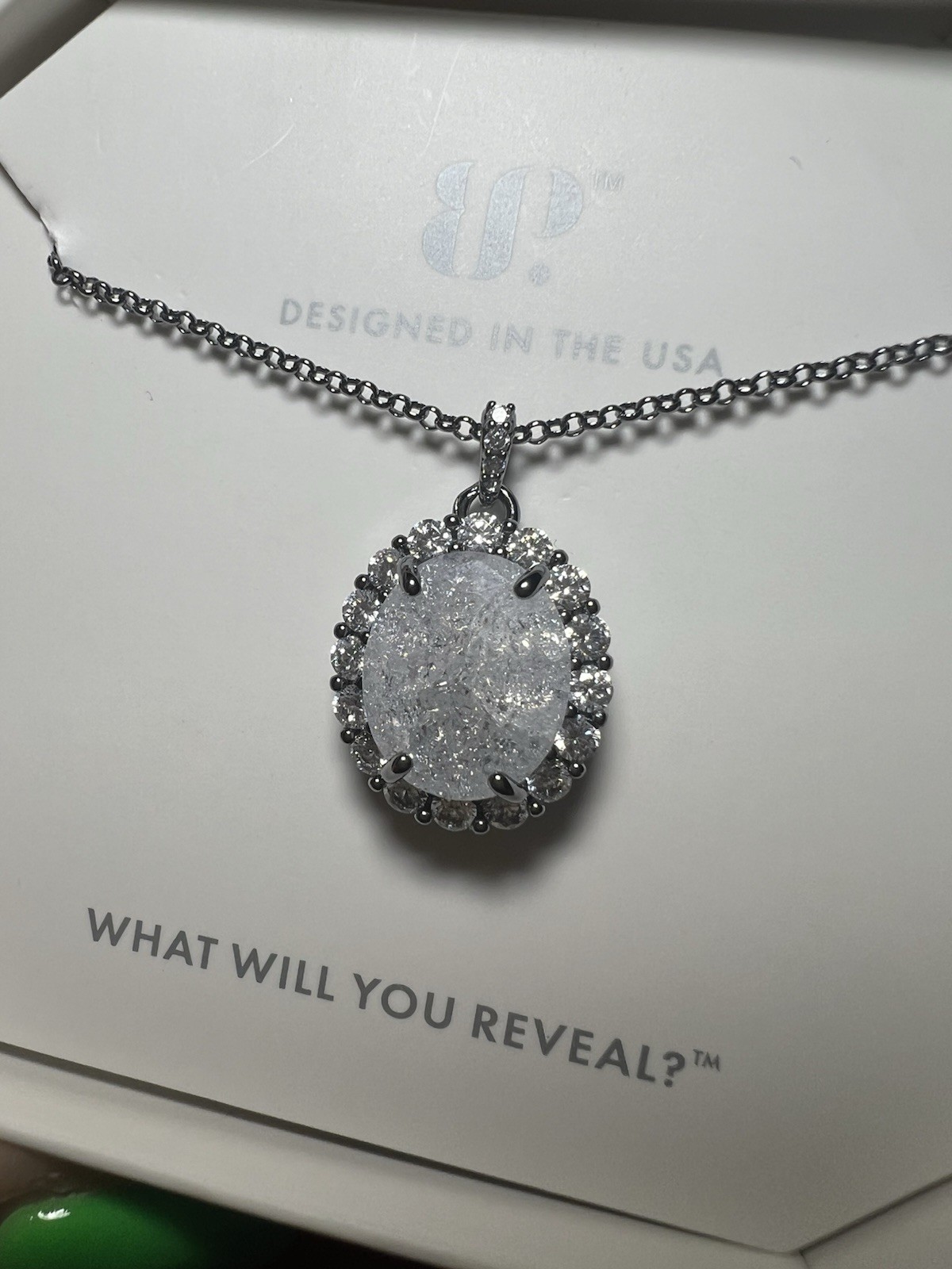 Bomb Party The 2424 Necklace RPB 7059 LC White Ice Crystal Hematite Plating
