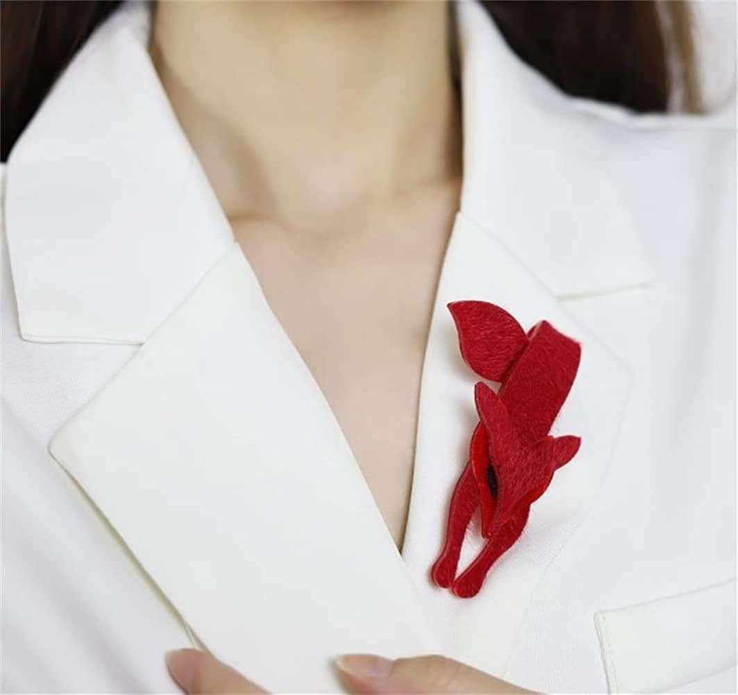 Fashion Fox Pin Brooch for Women Big Cute Acrylic Animals Brooch Lapel Pin Vinta