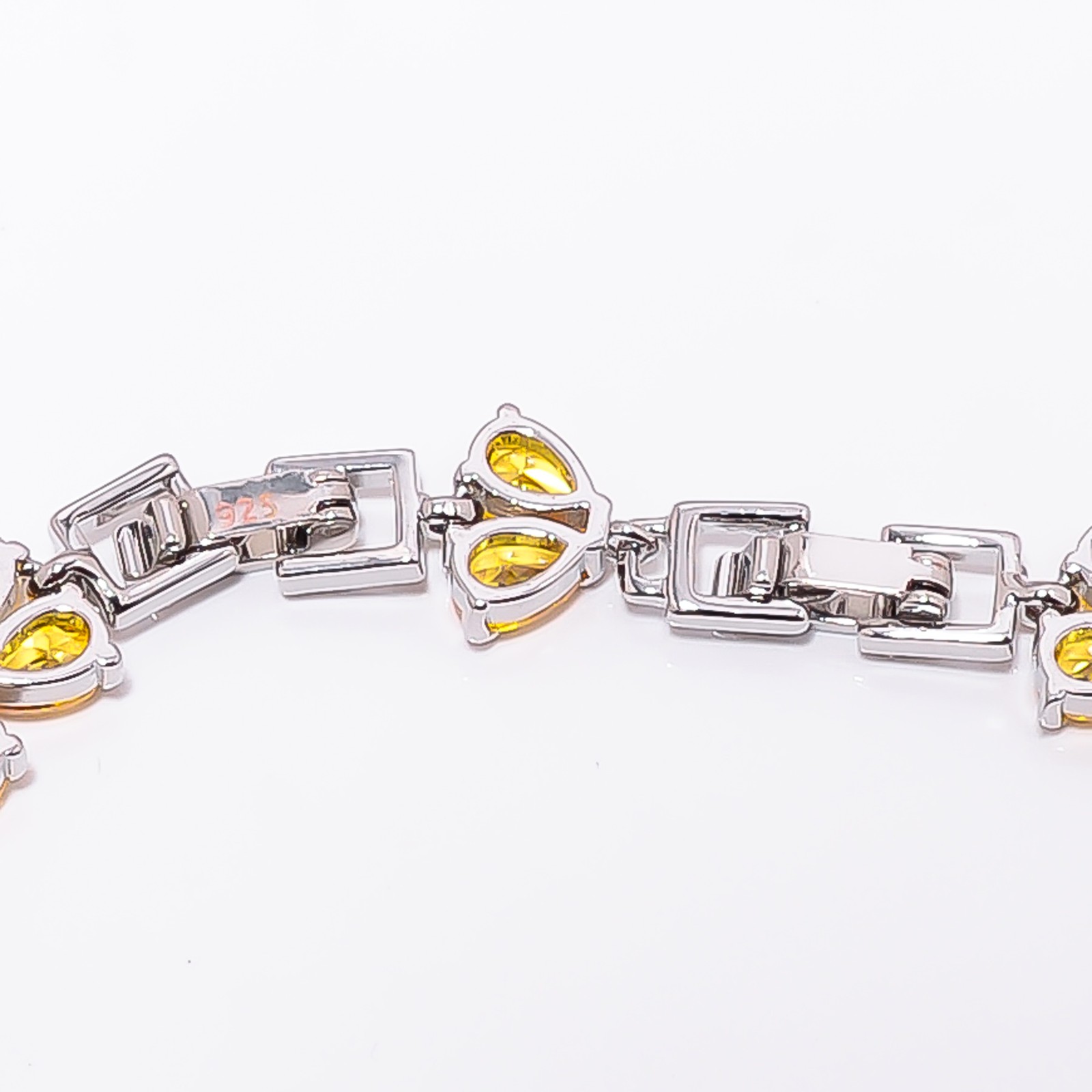 Yellow Sapphire – Simulated, CZ 925 Sterling Silver Adjustable Bracelet 7-8″ B2