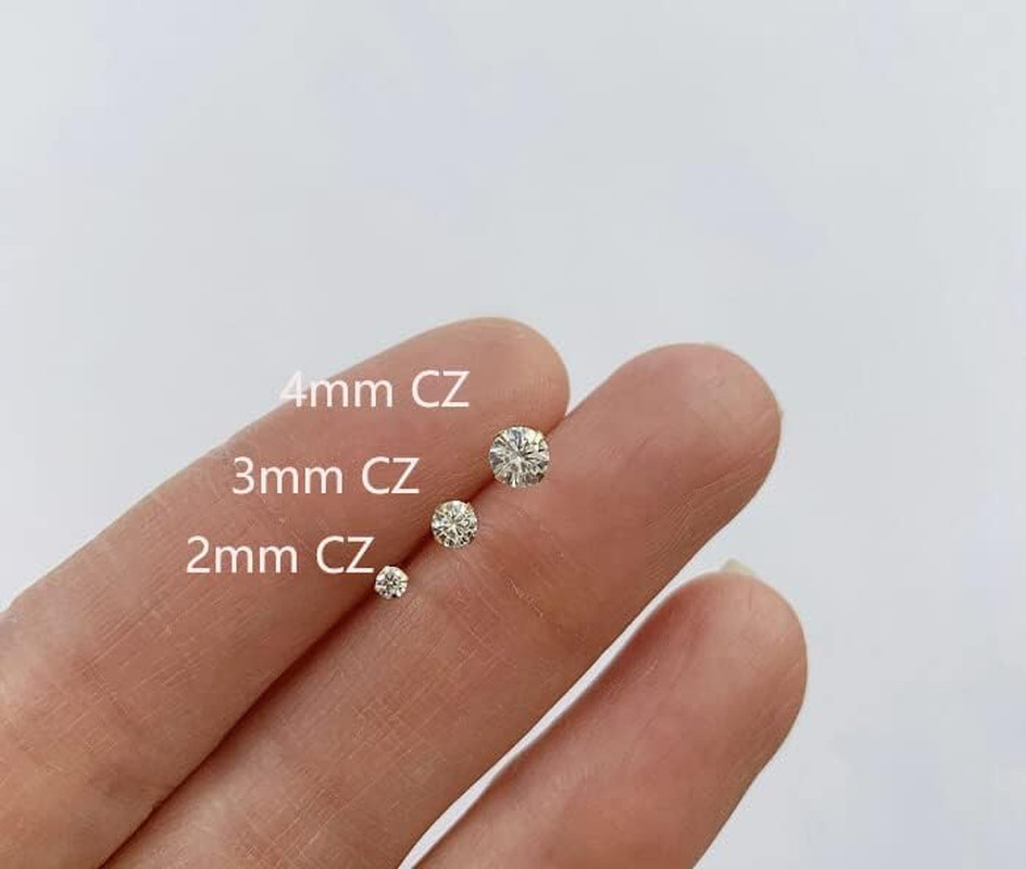 Flat Screw Back CZ Stud Earrings,Small Flat Back Cubic Zirconia Stud Earrings fo