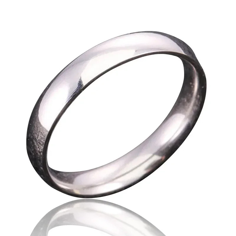 Stainless Steel Smooth Round Ring Women Classic Circular Band Adjustable Jewelry