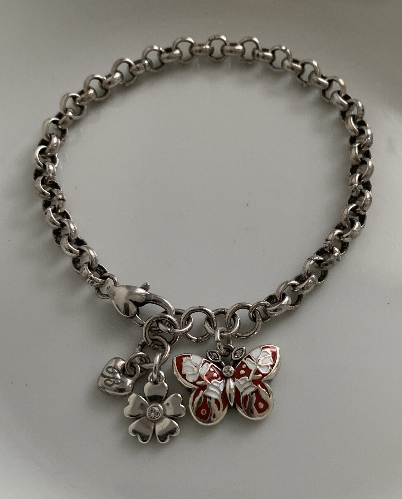 Brighton BUTTERFLY FLORAL 8 Inch Bracelet, Crystal Accents