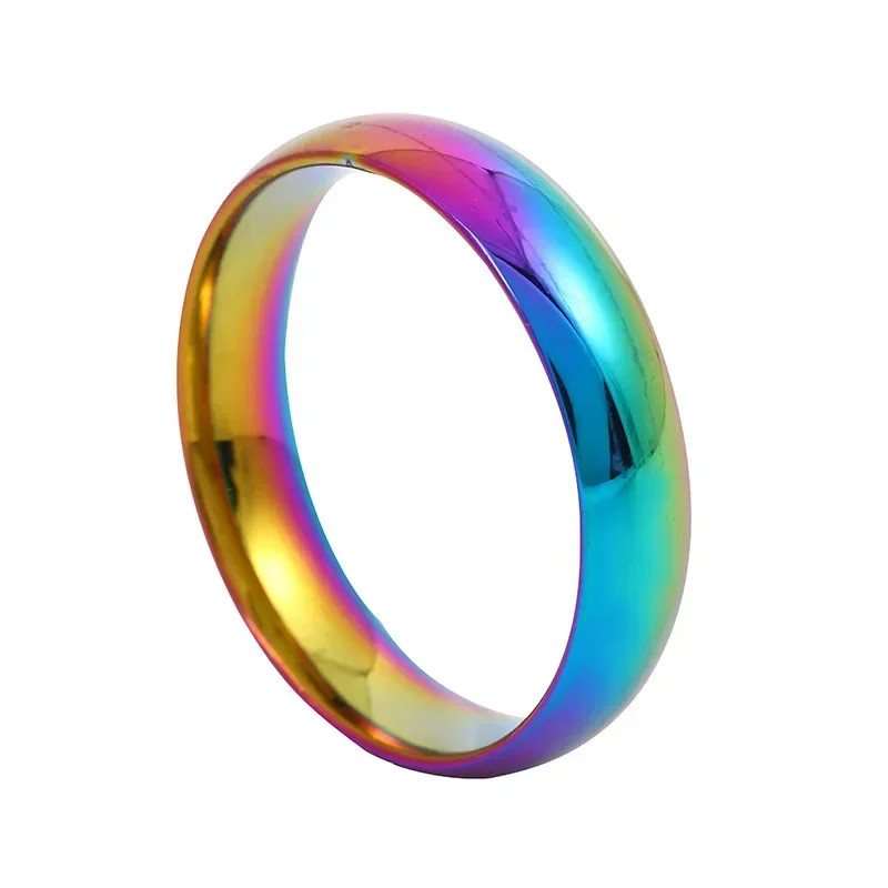 Stainless Steel Smooth Round Ring Women Classic Circular Band Adjustable Jewelry
