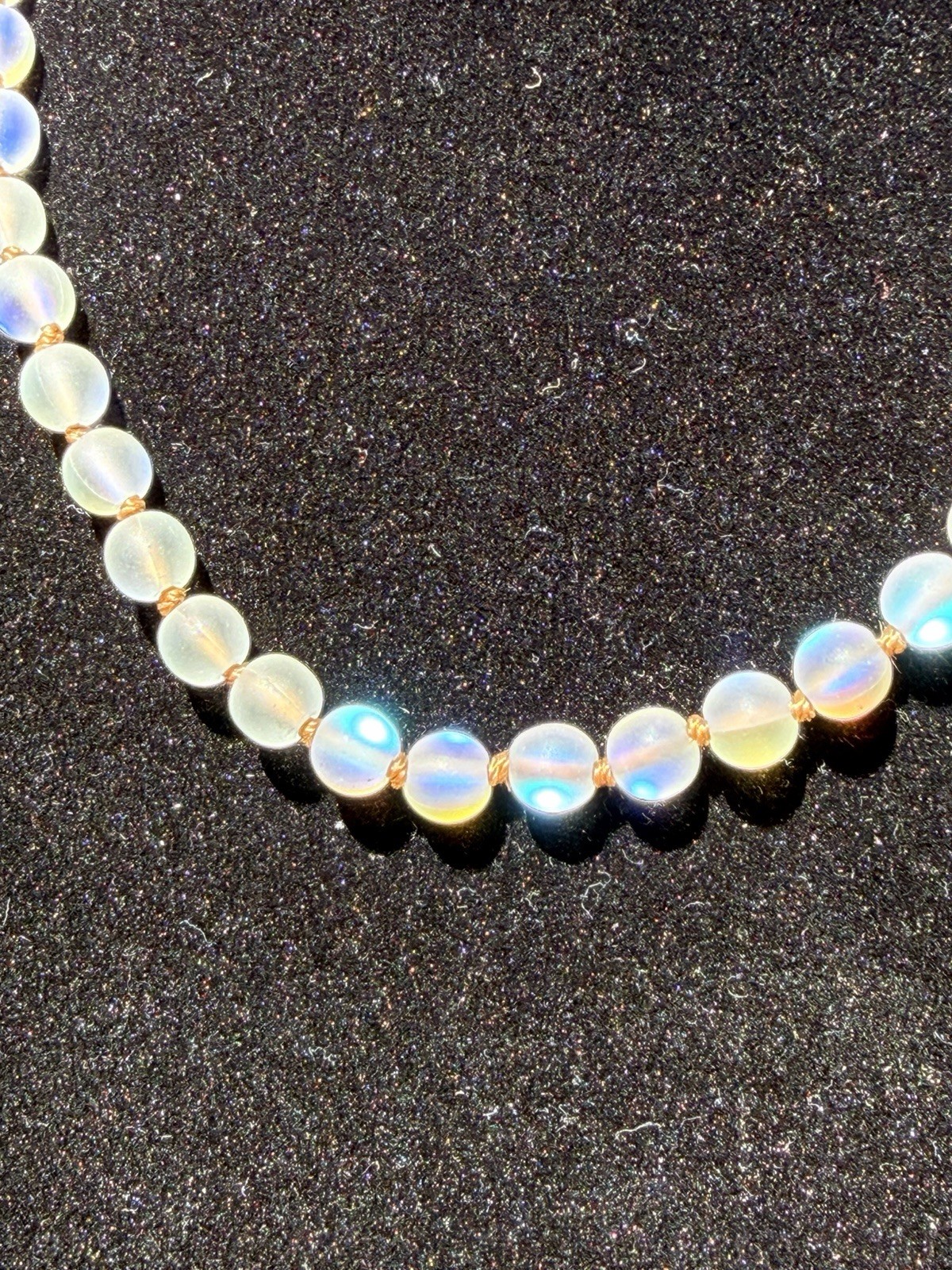 Opalite Aurora Borealis Iridescent Glass Bead Necklace. Gold Tone Accents – 16”