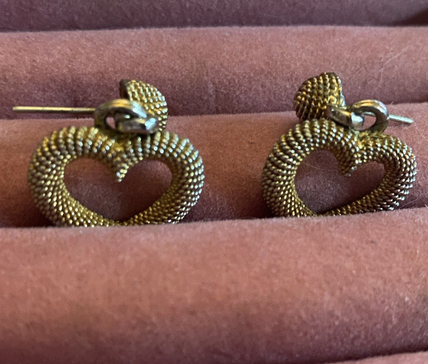 Gold Tone Heart Love Dangle/Drop Earrings Butterfly Back Metal No Stone