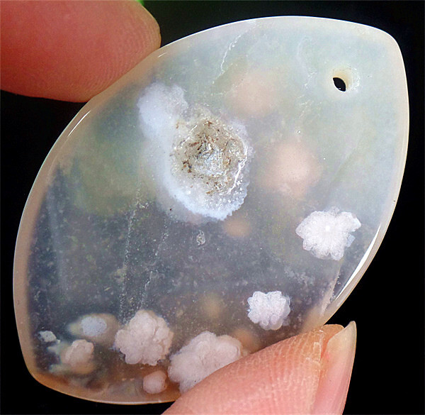47x31x7mm Natural Cherry Blossom Agate Healing Marquise Pendant Bead ZL5015