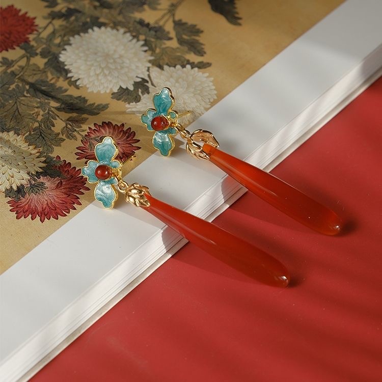 Chinese Style Long Teardrop Earrings New Chinese Hanfu Qipao Stud