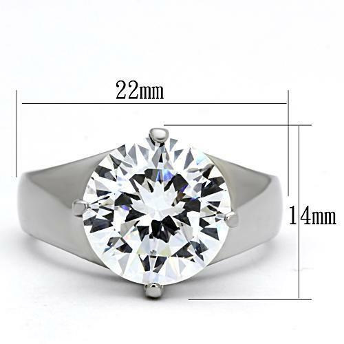 TK999 – High polished (no plating) Stainless Steel Ring with AAA Grade CZ in