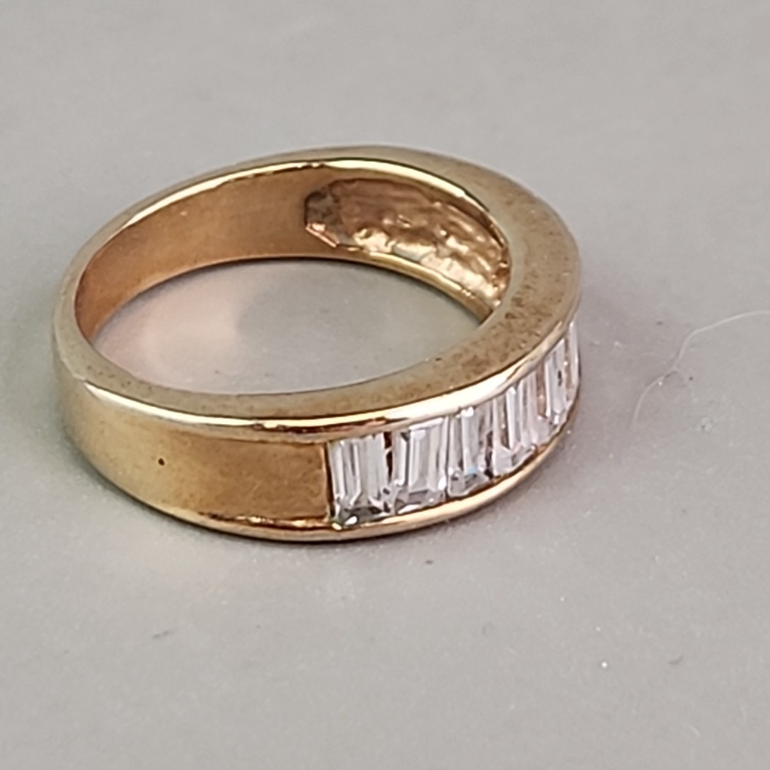 Rhinestone Baguette Ring Clear Gold Tone Small 5