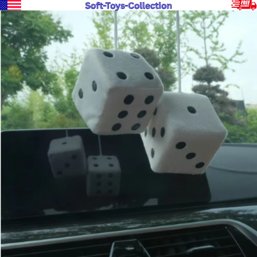 2PCS Fuzzy Dice Car Mirror Hanging Ornament Auto Interior Decor Gift
