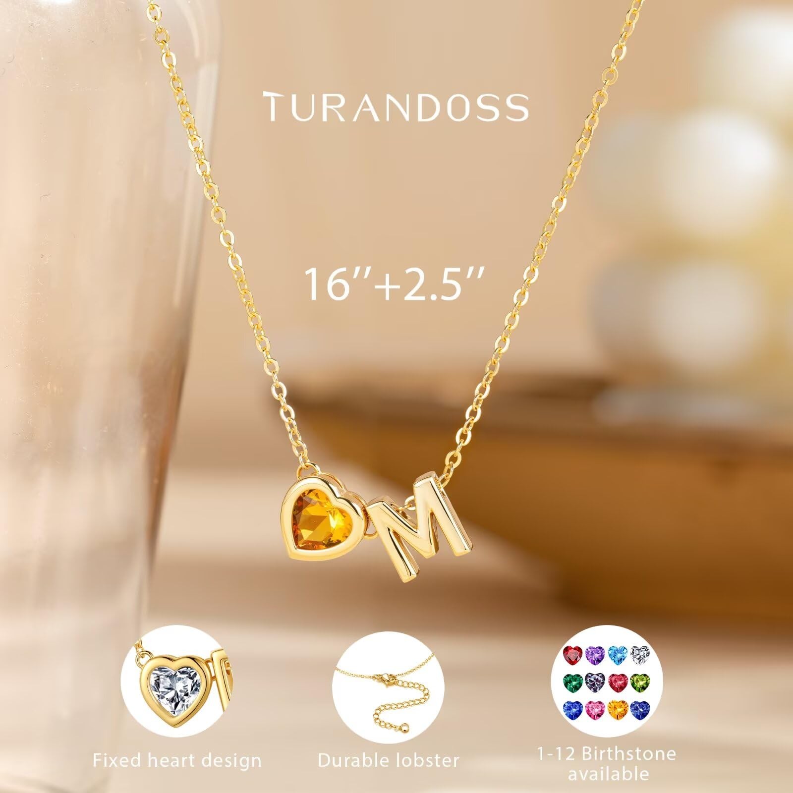 Turandoss Initial Birthstone 16 inches + 2.5 extender, 08-Lab Peridot