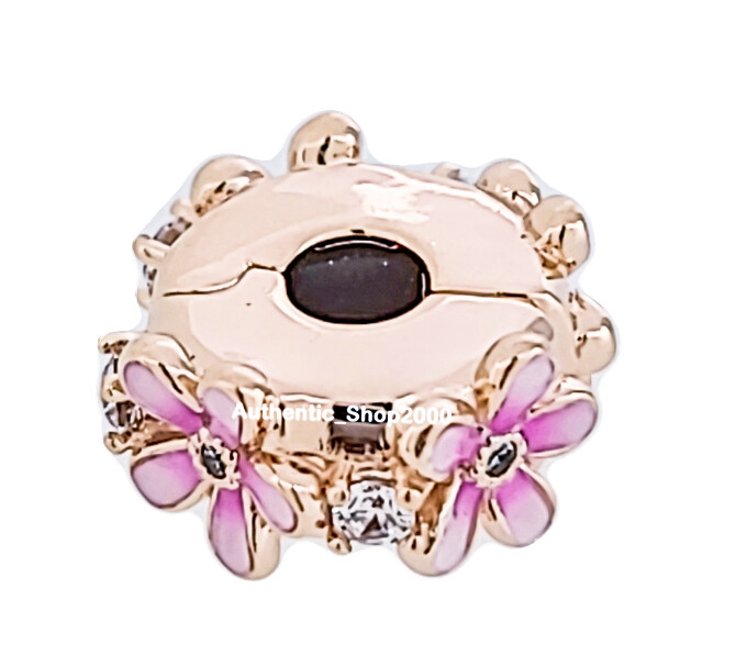NEW 100% PANDORA Rose 14k Gold P Pink Daisy Spacer Clip Charm Pendant 788809C01