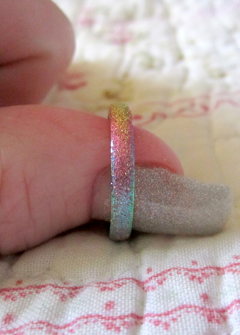 Rainbow Ring Thin Steel Band – Wedding Promise Engagement – SIZE OPTIONS
