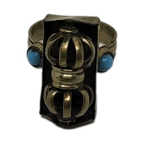 Anxiety Relief Spinner Vajra Turquoise Ring