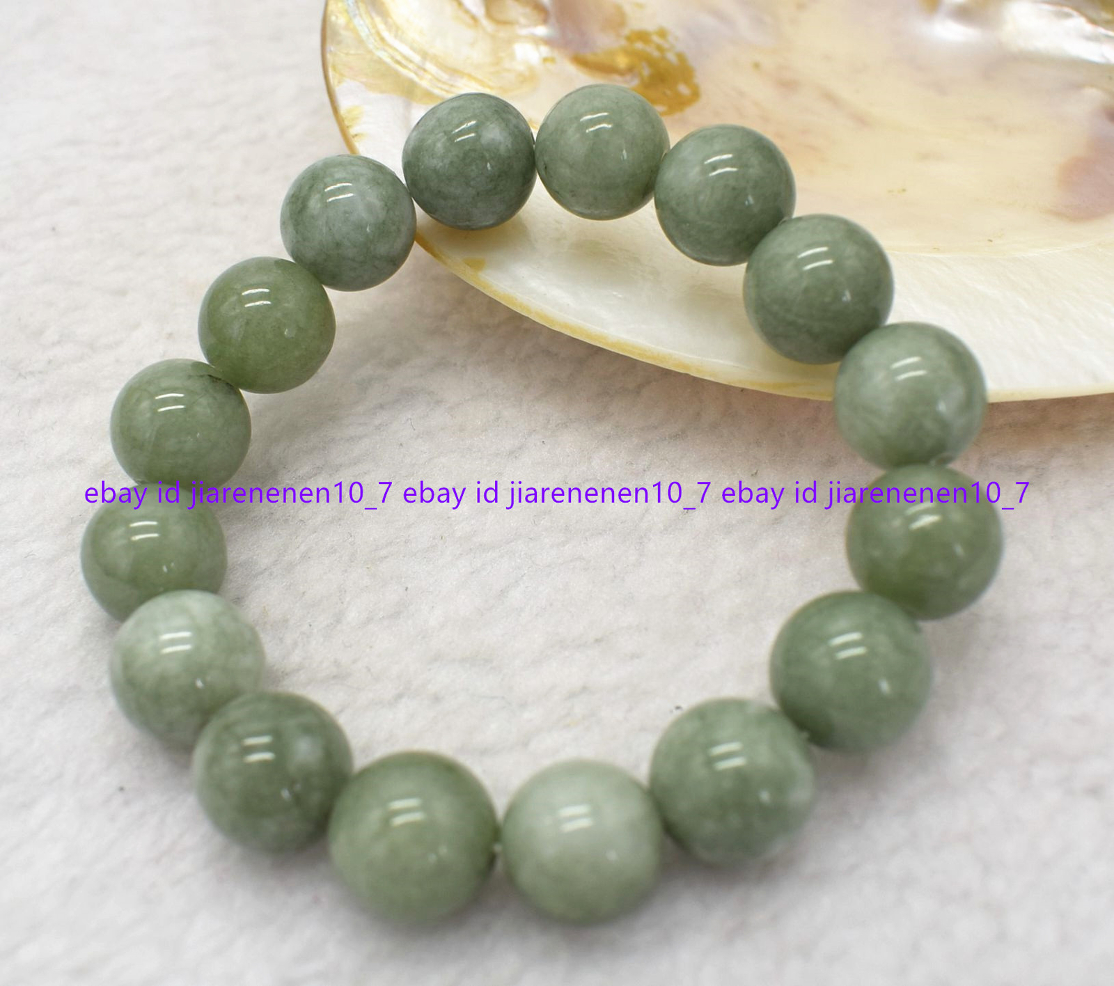 5 Pcs 6/8/10/12/14mm Natural A Green Jade Round Gems bead Elastic Bracelet 7.5”