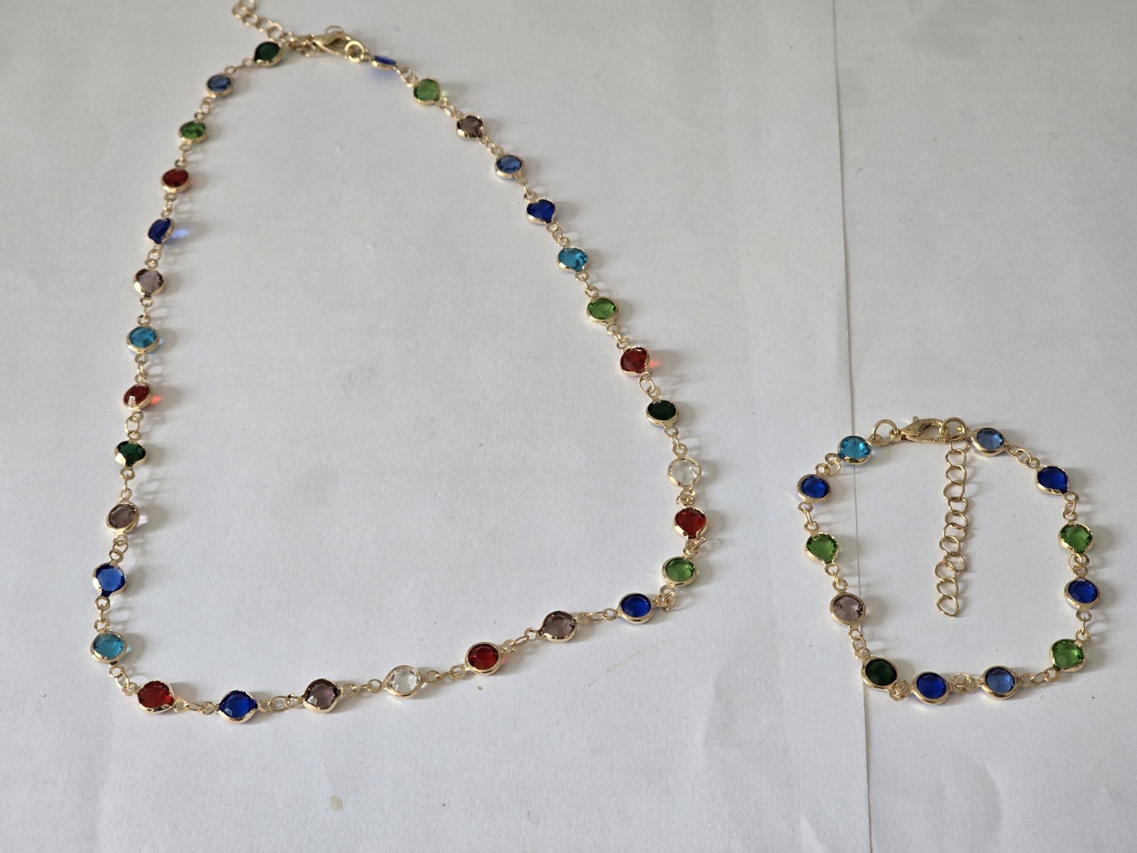 Gemstone Necklace Matching Bracelet Set For Teenage/adults Jewellery Box