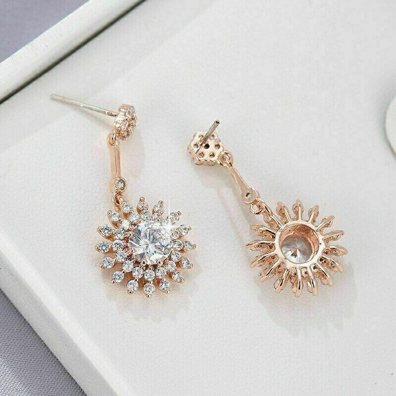 2Ct Round Cut Simulated Diamond Stunning Drop Fancy Earring 14K Rose Gold Plated
