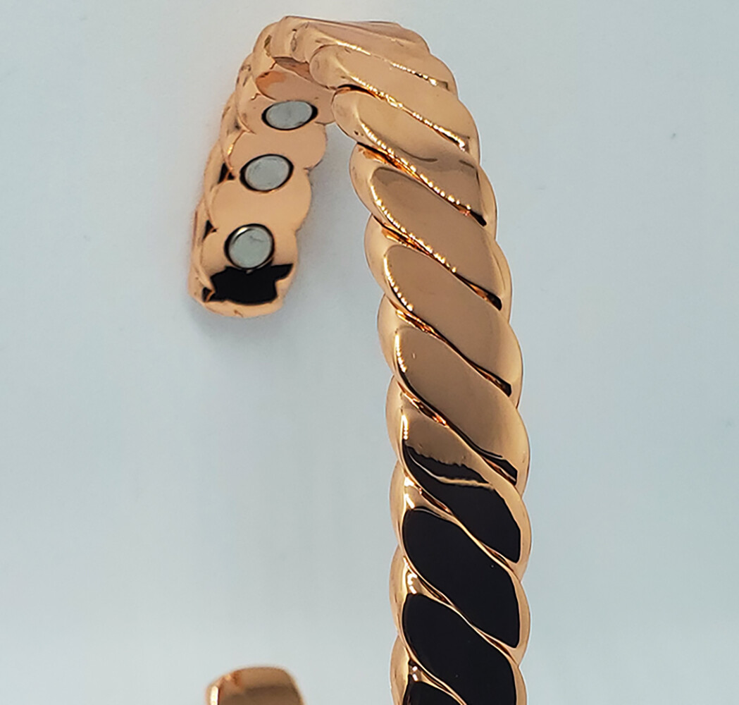 Magnetic Therapy Bracelet Plated Copper Arthritis Pain Relief Twisted Open Cuff