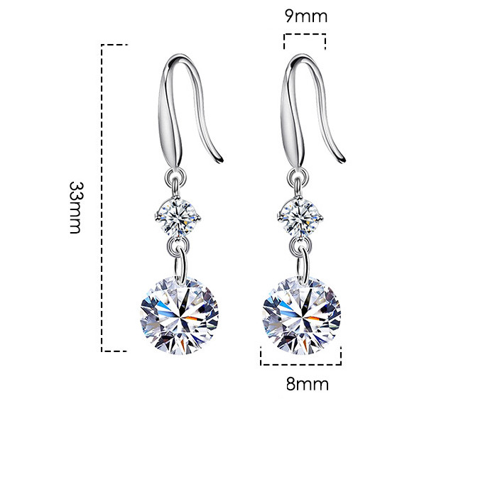 Women 925 Sterling Silver Drop Dangling Clear CZ Hook Earrings Gift I103