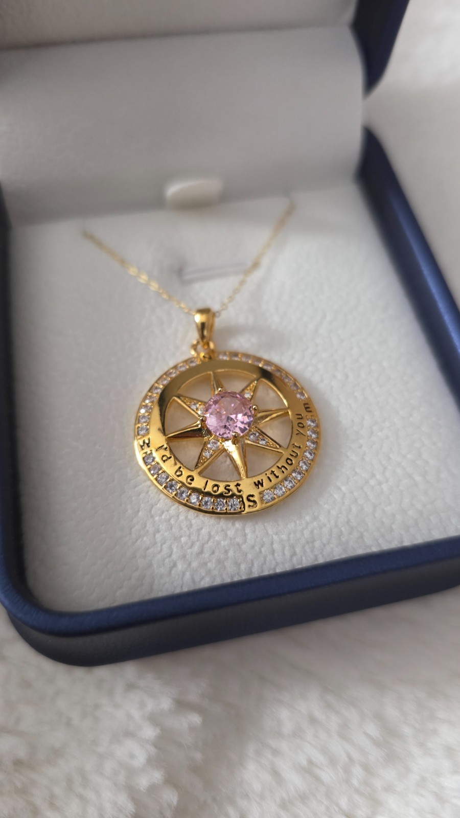 Beautiful 925 Sterling Silver Gold Compass Necklace – “I’d Be Lost Without You”