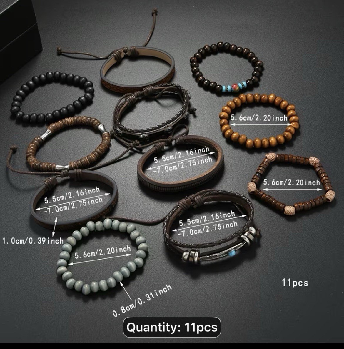 11pcs Retro Bohemian Style Bracelet Set, a Gift for a Couple Bracelet, for Teen