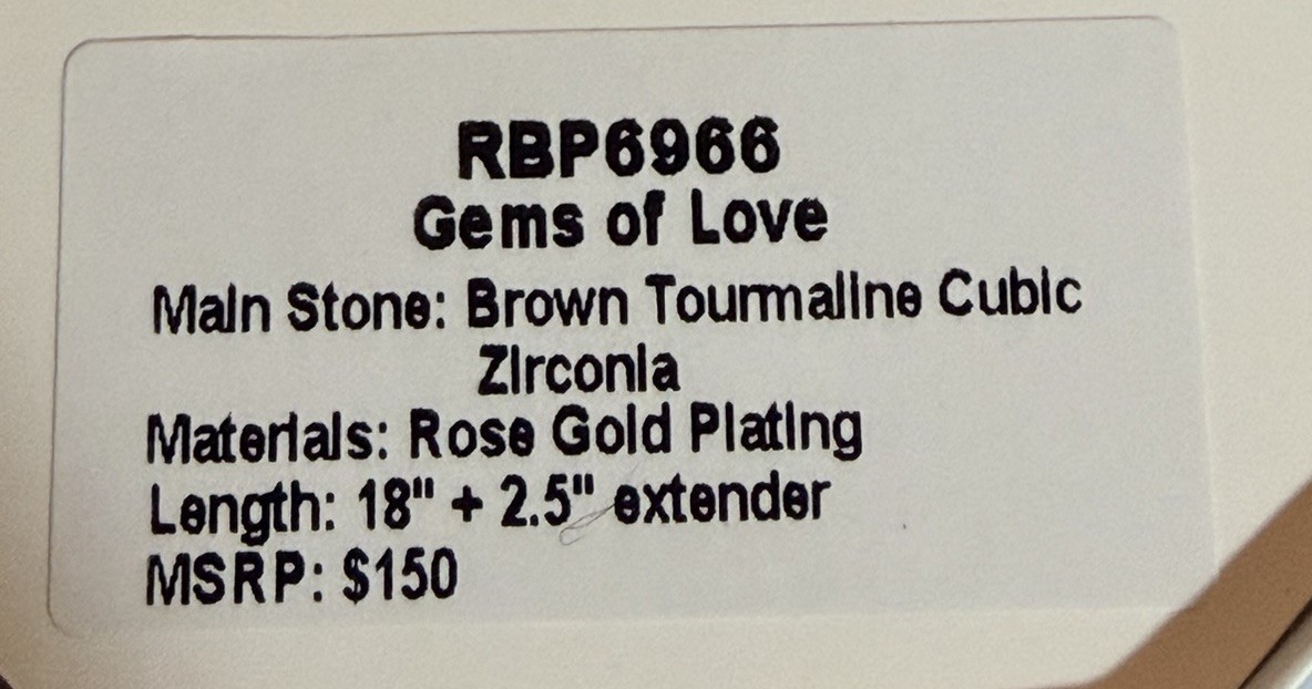Bomb Party Necklace Brown Tourmaline CZ Rose Gold Plating “Gems Of Love”