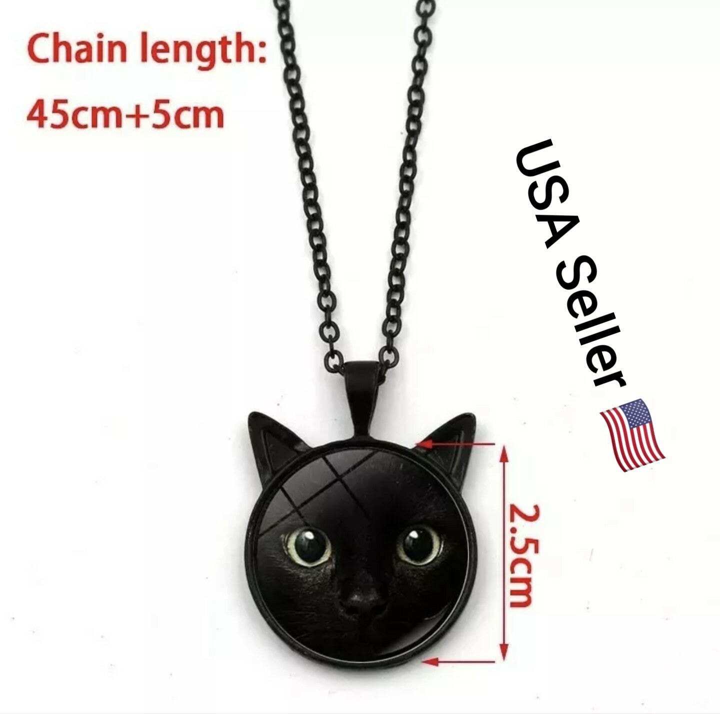New Cute Black Cat Necklace for Pet Lovers Cat Pendant with Two Ears Jewelry cat