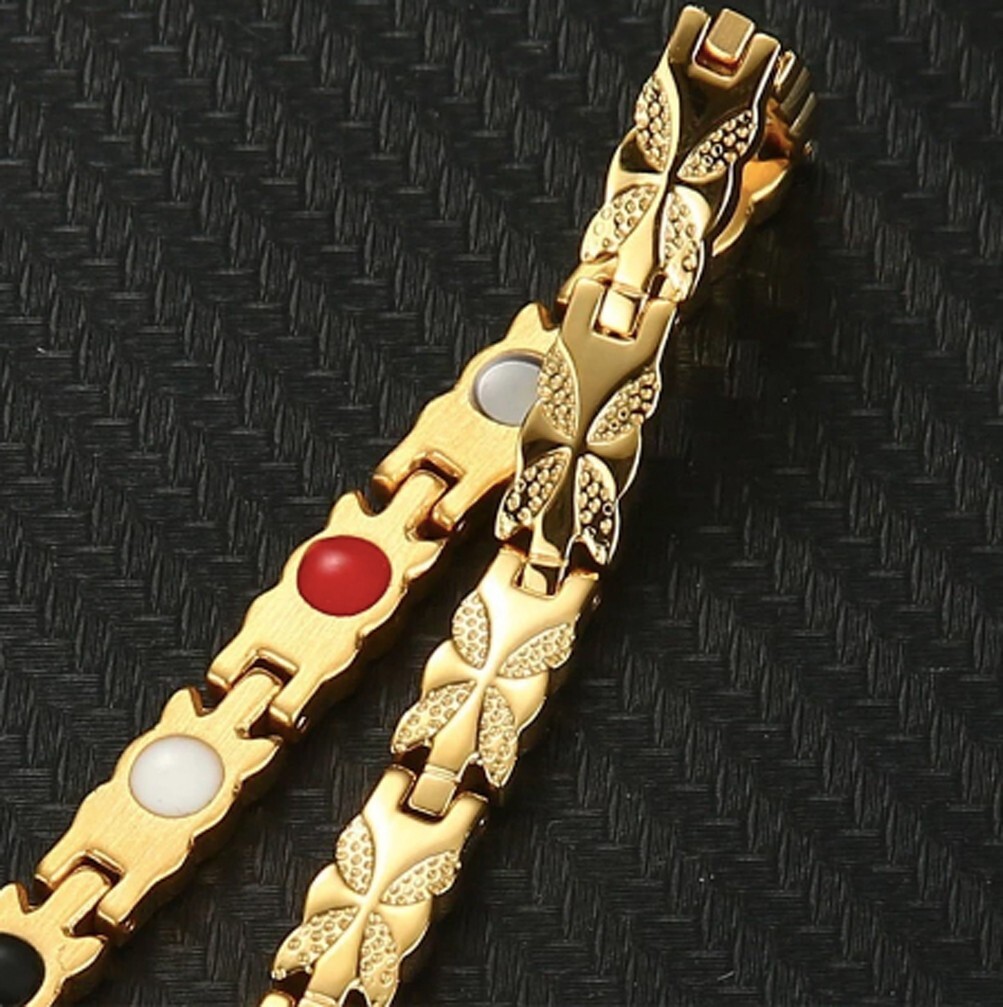 8″ Inch Womens Magnetic Stainless Steel Bracelet Ladies Yellow Gold w/ Fancy Box