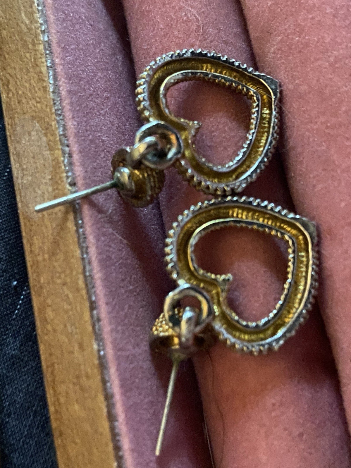 Gold Tone Heart Love Dangle/Drop Earrings Butterfly Back Metal No Stone