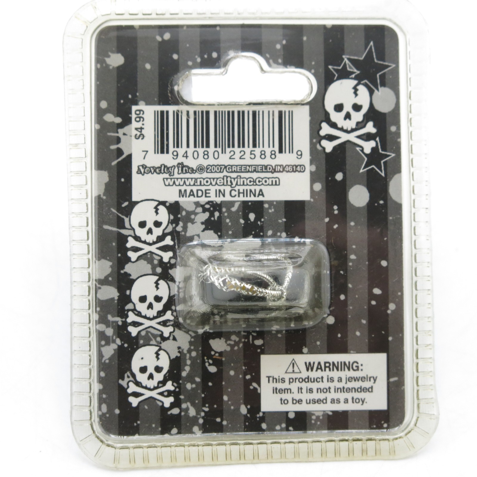 Novelty Inc Punk Stash Ring Skull Black Red Eyes Secret Compartment 2007 New