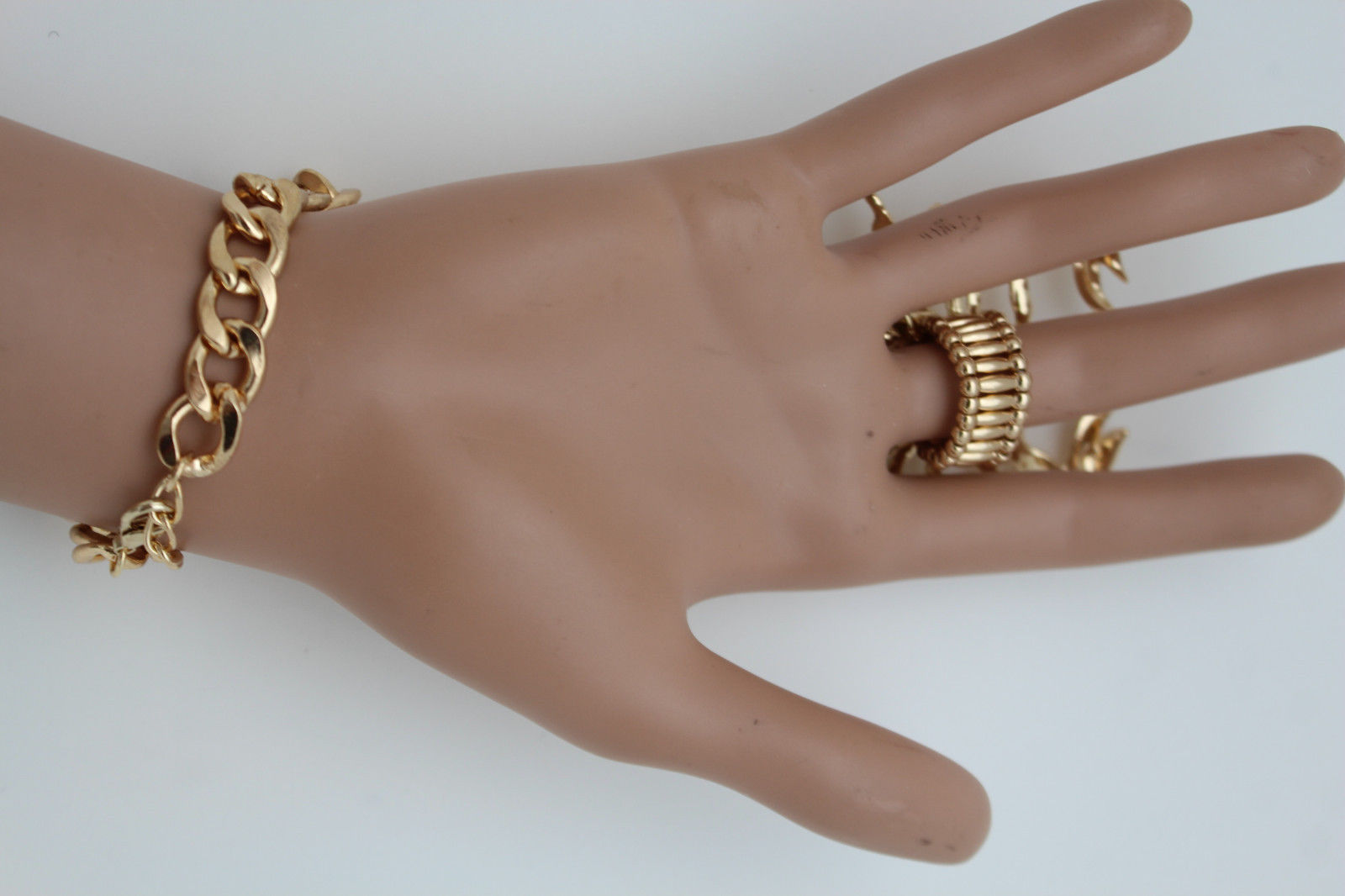 New Women Shinny Gold Scorpion Hand Chains Slave Bracelet Ring Fashion Jewelry