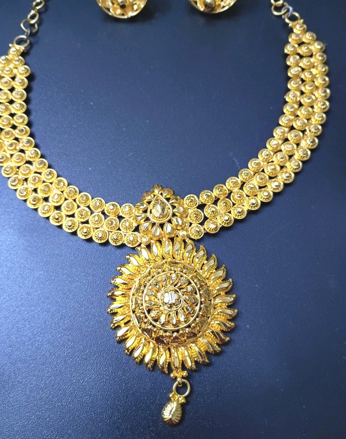 (2 Set) 22K Yellow Gold Plated Bollywood India Necklace & Earring Bells Jewelry