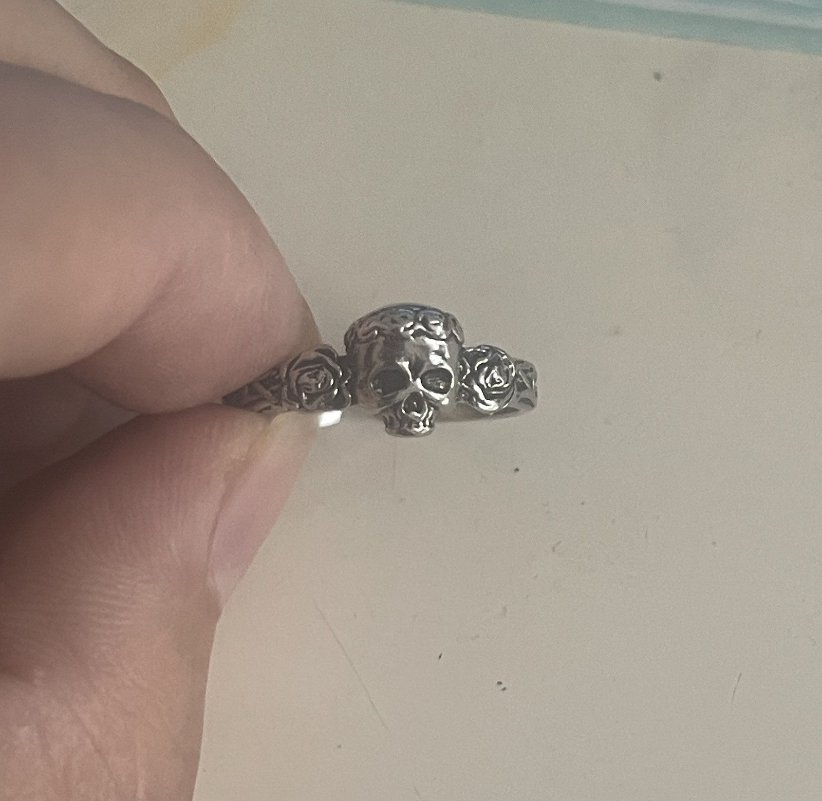 skull Viking Odin Thumb Ring sterling silver 925 biker man totem ethnic Valknut