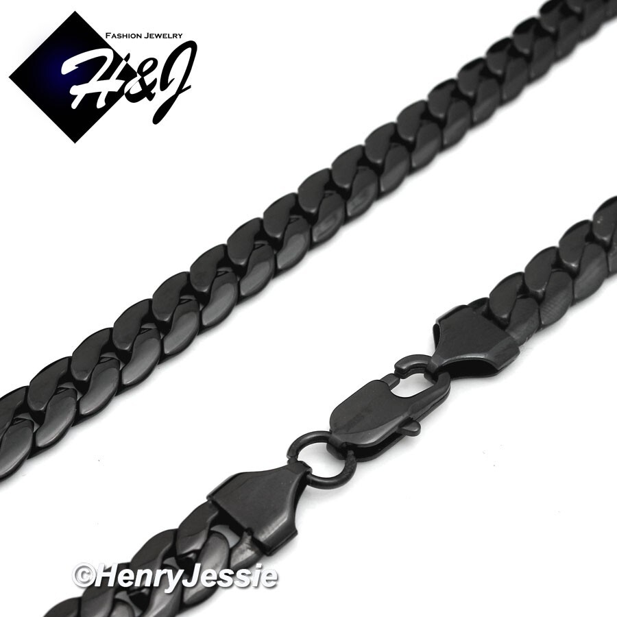 8.5″MEN Stainless Steel 6mm Black Plated Miami Cuban Curb Chain Bracelet*B155