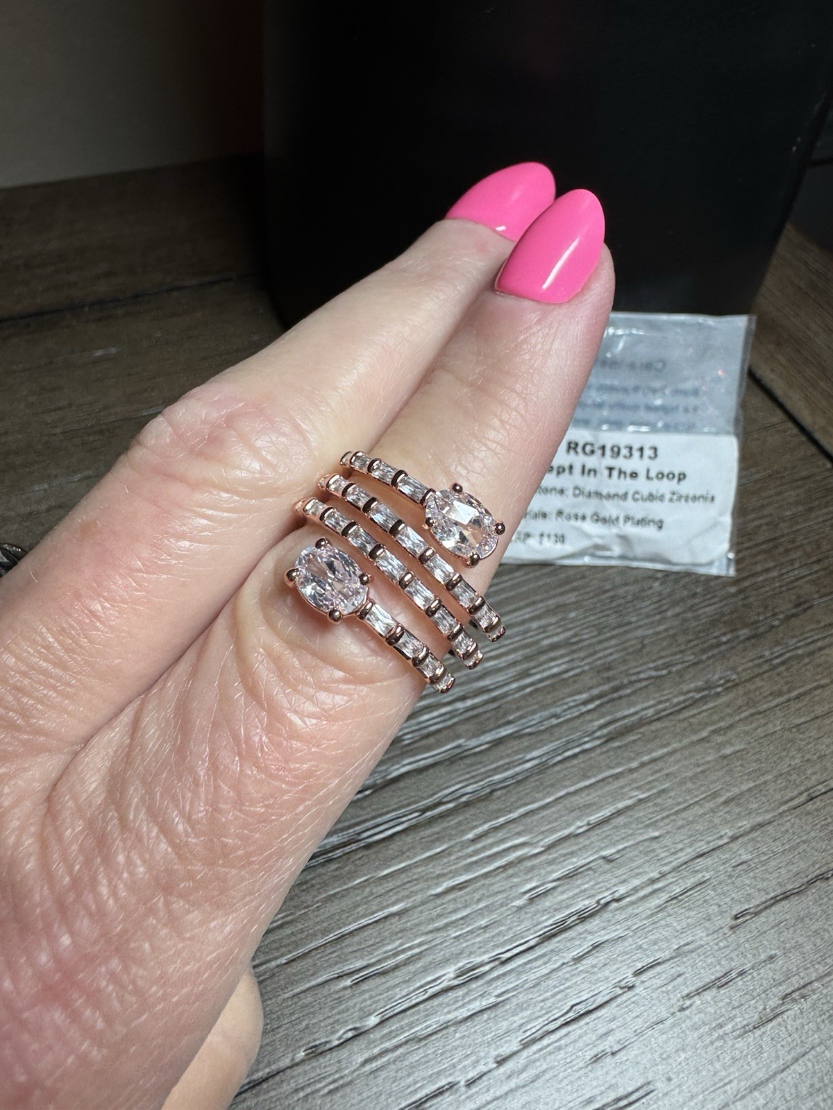 Bomb Party Original Ring Size 9 Diamond CZ Rose Gold Kept In The Loop