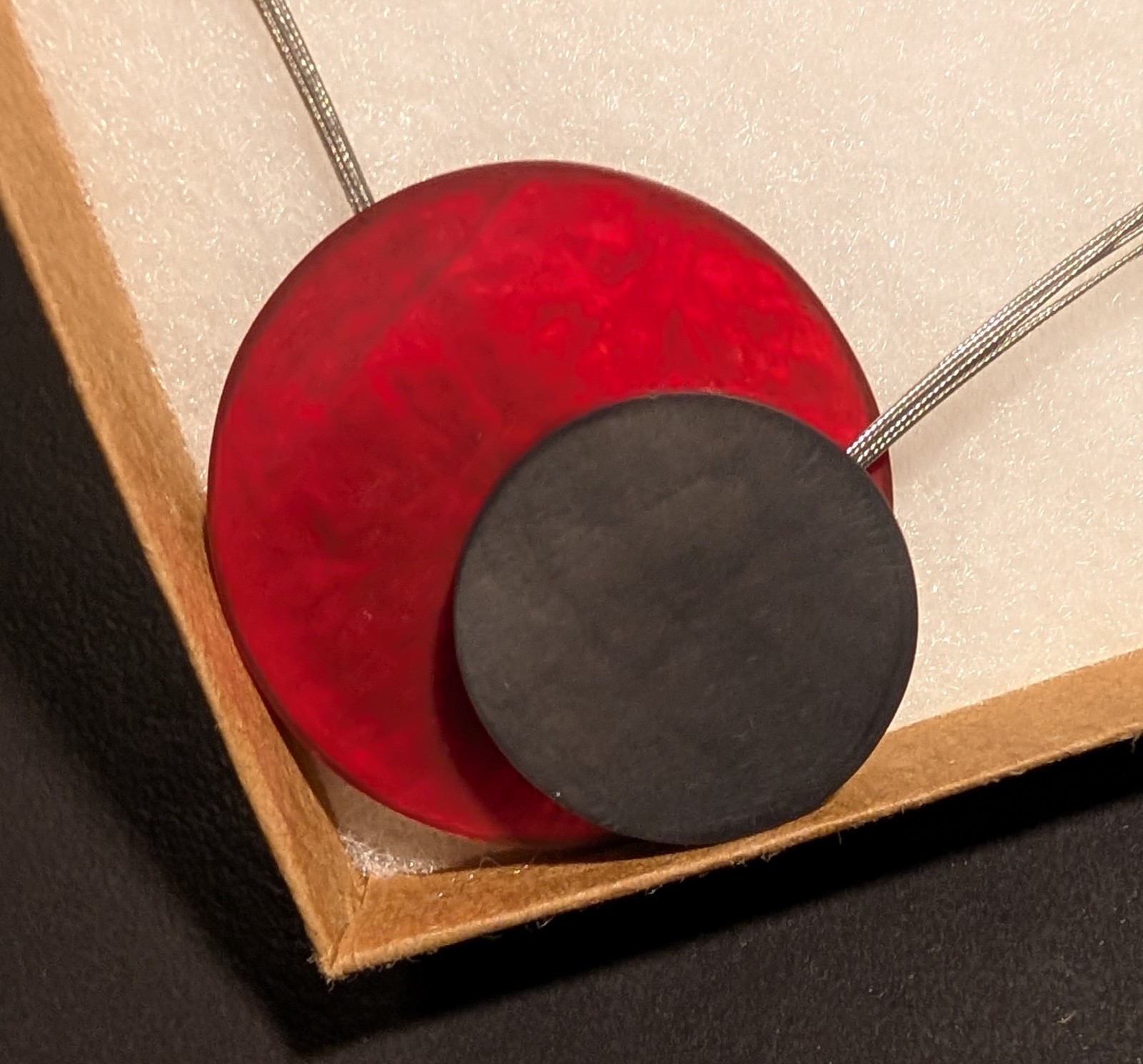 The Clark Museum Large Orbital Necklace Red & Zinc Magnetic NEW + Free Necklace