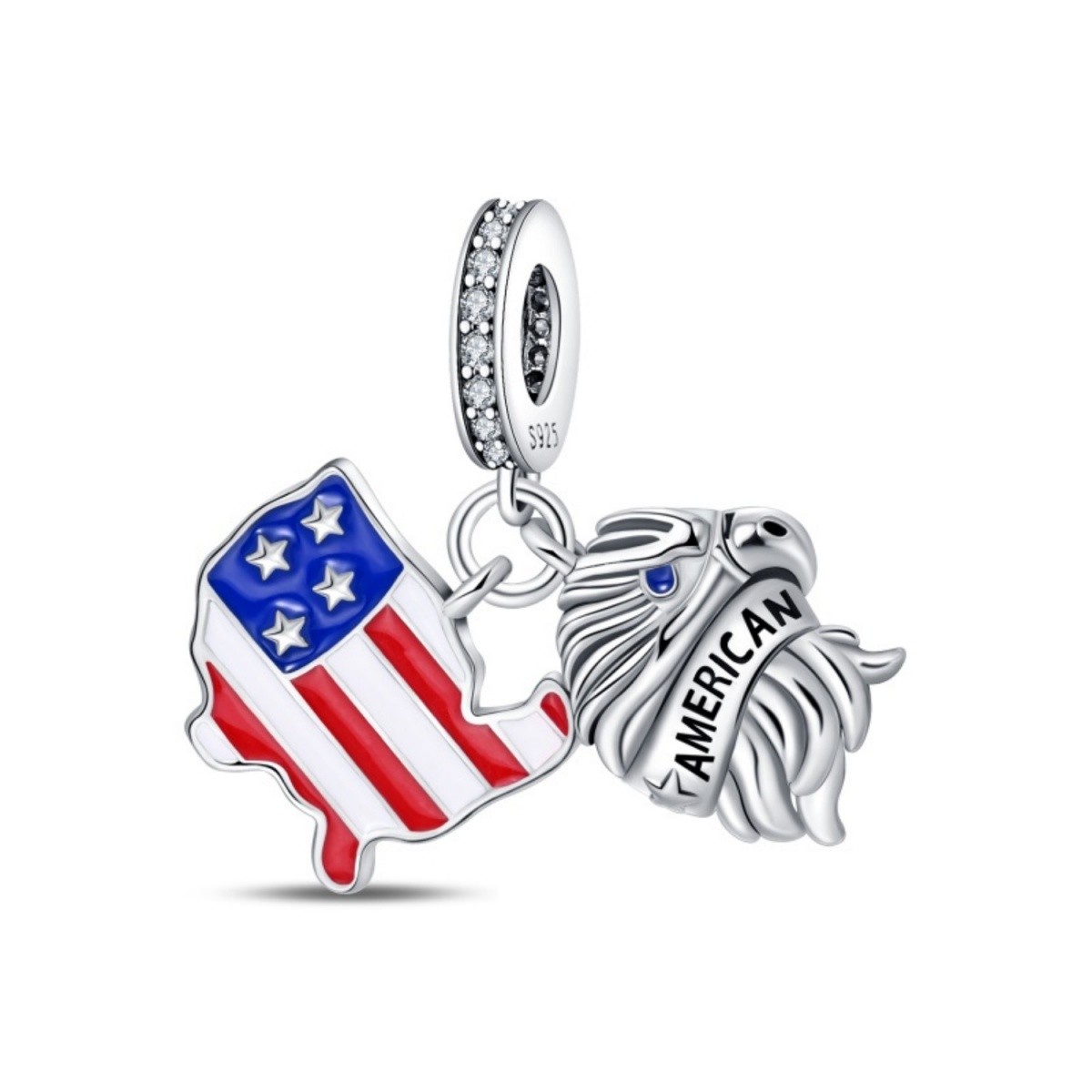 PANDACH Sterling Silver Bald Eagle Charm Patriotic American Jewelry Pendant DIY
