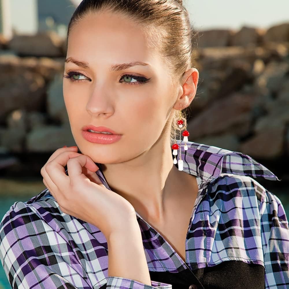 Womens Hypoallergenic 4″ Mushroom Earrings – Perfect Gift for Any Occasion