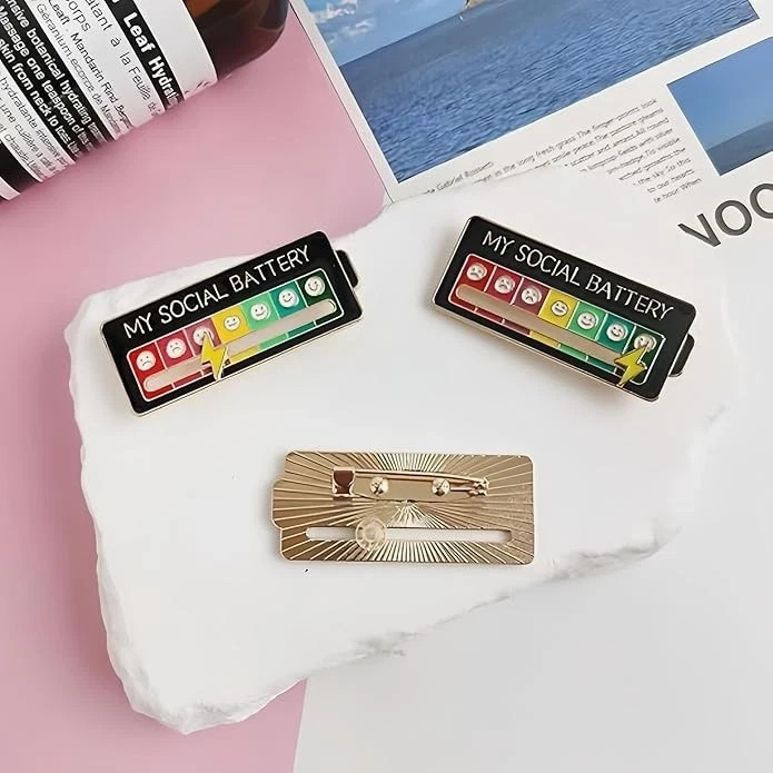 My Social Battery Interactive Mood Enamel Pin-3pcs