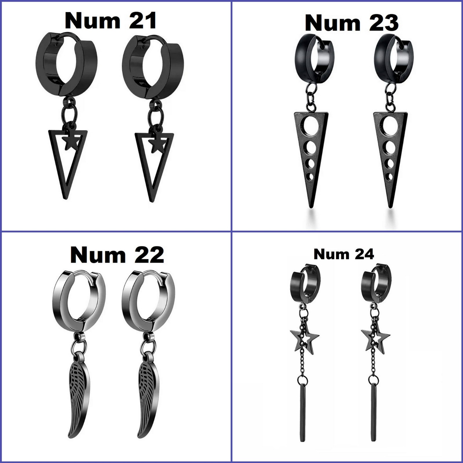 Thin hoop men earrings black, Dagger-skull-goth-punk-sword hoops cross, dangle